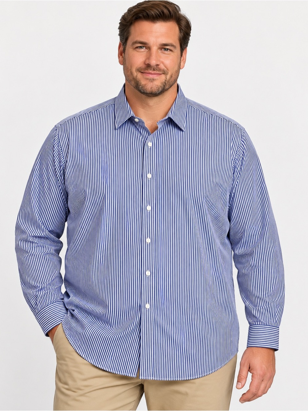 Polo Ralph Lauren Mens 19 36/37 Tall Regent Classic Fit Blue Stripe Shirt